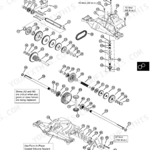 John Deere Sabre 1338–1646 transaxle exploded view.
