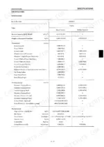 takeuchi-tb045-compact-excavator-shop-manual-wk2-101e2-specs-27.webp Takeuchi TB045 specifications table covering dimensions, working range, and performance for steel and rubber crawler models.