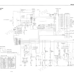 Takeuchi TB045 electrical wiring diagram showing battery, starter, controller, fuse box, and cabin component connections.