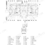 Takeuchi TB1140 hydraulic pump construction diagram with numbered parts list and Section A-A view.