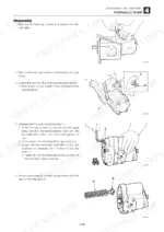 takeuchi-tb128fr-mini-excavator-shop-manual-procedures-128.webp Takeuchi TB128FR hydraulic pump disassembly procedure showing solenoid valve, gear pump, and body S and H separation steps.