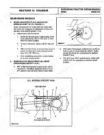 troy-bilt-bolens-3010g-to-13066-suburban-tractor-repair-manual-1765963-procedures-18.webp Troy-Bilt/Bolens Suburban gear drive brake and clutch adjustment procedures, diagrams for brake arm and bottom view linkage.