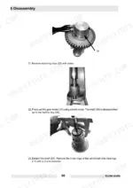 wacker-dpu-to-5045h-vibratory-plate-repair-manual-0215959-maintenance-68.webp Wacker DPU 4045H, DPU 5045H disassembly procedure for exciter shafts, showing retaining clip removal, gear pressing, and bearing extraction.