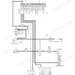 Yanmar 3TNV82A-R55W-7 power circuit wiring diagram showing fuse box, battery relay, master switch, and cluster connections.