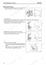 05329ba8-b2-operations-121 Komatsu PC45MR-3, PC55MR-3 operation manual page for moving machine forward, travel levers, pedals, and speed selector switch.