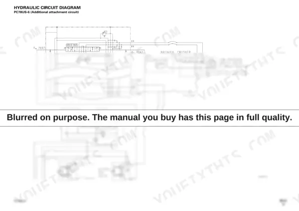 Komatsu PC78US-6, PC78UU-6 hydraulic circuit diagram for the additional attachment circuit including service valve and accumulator.