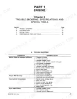 0e49301d-b-troubleshooting-63 Ford LGT 14D, LGT 16D engine troubleshooting table for power loss, starting, compression, and idling issues.