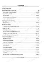 11008d69-b2-toc-4 Case IH LB323, LB333, LB423, LB433 service manual table of contents covering distribution, power, travelling, and crop processing.