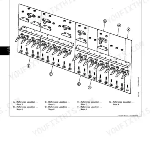 John Deere 1207, 1209, 1217, 1219 exploded view diagram for installing regular cutterbar guards and hardware components.