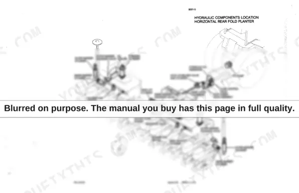 1d6c8d34-b-hydraulic-88 Case 900 hydraulic components location diagram for horizontal rear fold planter showing cylinders, valves, and motors.