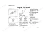 1df88cbe-b-operations-20 Komatsu FG20-8...FD45S-4 operator manual page showing engine starting procedures, key switch positions, and pedal operation diagrams.