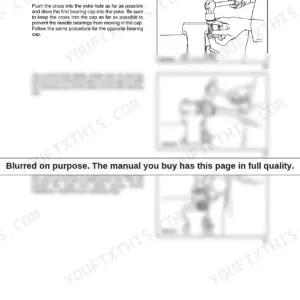 New Holland BR740, BR750, BR770, BR780 implement driveline universal joint cross and bearing cap assembly procedure diagrams.