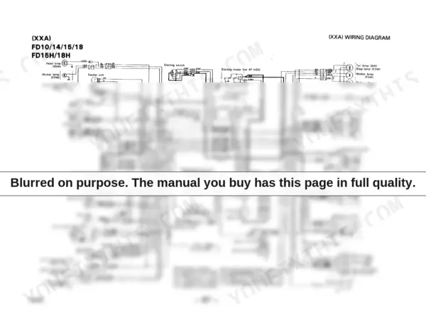Komatsu FD10-FG30H wiring diagram showing electrical connections for lamps, gauges, ignition, and alternator systems.