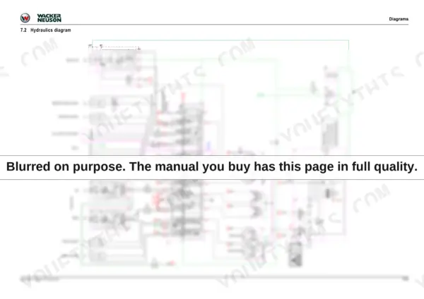 Wacker Neuson EZ26, E10-03 hydraulic system diagram showing main control valve, cylinders, joysticks, and pump connections.