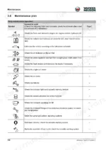 39b26817-b-maintenance-61 Wacker Neuson EZ26, E10-03 daily maintenance plan table listing inspection tasks for fluids, filters, tracks, and safety systems.