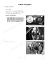 39f1a34d-b-procedures-43 Case IH 2042, 2052, 2062 manual page showing Taper Lock Hub removal and installation procedures with component photos.