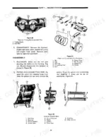 Ford A-62, A-64, A-66 engine balancer, piston, and connecting rod exploded view diagrams and disassembly procedures.