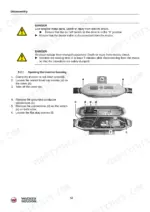 Wacker Neuson IREN, IRFU disassembly procedure for opening the inverter housing with component diagram and safety warnings.