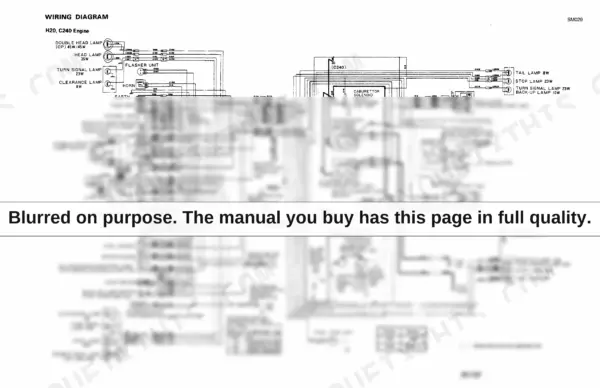 57516515-b-wiring-185 Komatsu FG20-8...FD30H-8 wiring diagram for H20 and C240 engines, showing lighting, starting, and charging circuits.