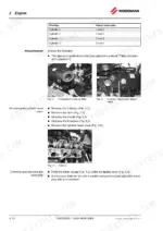 67da6d10-b-procedures-80 Weidemann 1770 CX50 engine manual: valve play adjustment table, cylinder head cover removal, and valve clearance procedure.