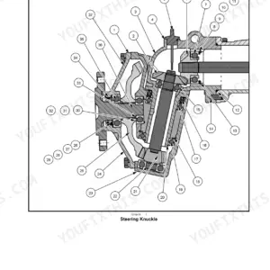 Case IH Farmall 20B, Farmall 25B exploded view diagram of the front axle steering knuckle disassembly components.