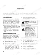 82192f7e-b-operations-22 Versatile 750, 800 operator manual page covering engine break-in, prestarting inspection, and engine starting procedures.
