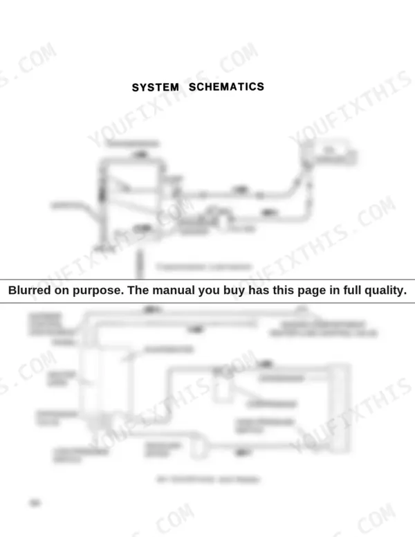 Versatile 750, 800 system schematics showing transmission lubrication circuit and air conditioner and heater components.