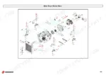 84393eac-b-exploded-view-38 Weidemann 1370 CX50 exploded view of motor engine, radiator, hydraulic pump, and engine mounting components.