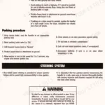 Gradall 522, 524, 534D-6, 534D-6T, 522D, 524D parking the handler precautions, parking procedure, and steering system warning.