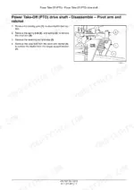 988e30e6-b-procedures-49 Case IH SB521, SB531, SB541, SB541C, SB551 PTO drive shaft disassembly procedure for pivot arm and ratchet components.