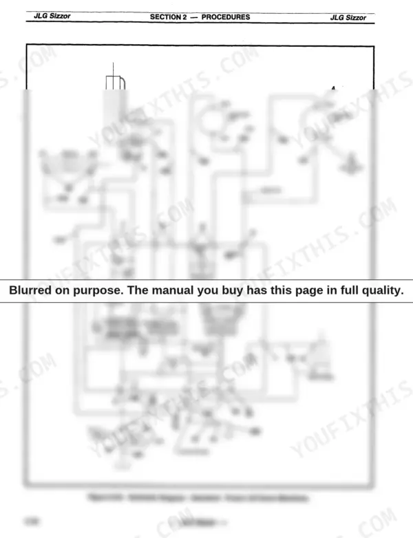 JLG 1532E, 1932E, 2033E, 2046E, 2646E, 2658E hydraulic diagram showing standard power lift down machine components and flow paths.
