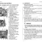 Komatsu WB95R-1, WB97R-1 instrumentation and controls diagram, warning lights, and indicator descriptions.