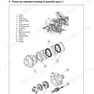 Landini 105, 115, 130, 145, 165, Legend 105-165 Power-six gearbox drive shaft exploded view assembly diagram parts list.