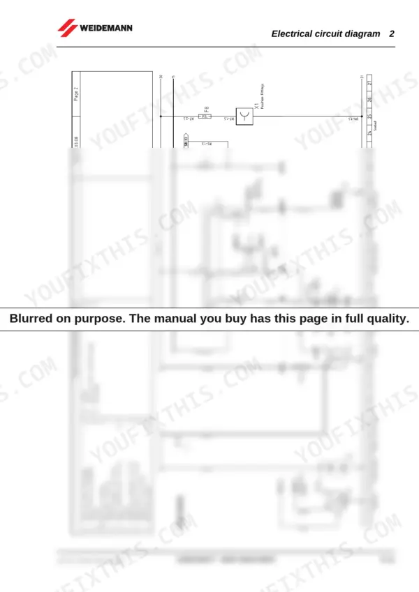 a1f99c57-b-wiring-297 Weidemann 1150 CX30 electrical circuit diagram page 2 showing starter, generator, fuel pump, and heater relay wiring.