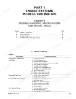 New Holland 1320, 1520, 1620, 1715, 1720 engine troubleshooting table listing conditions and possible causes for power loss.