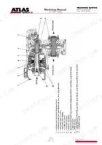 atlas-1805-2005-excavator-service-manual-6050207-drivetrain-parts-118.webp Atlas 1805, 2005 exploded view of hydraulic motor, planetary drive, multiple disk brake, and spur pinion components.