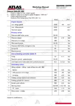 atlas-1805-2005-excavator-service-manual-6050207-specs-71.webp Atlas 1805, 2005 pressure table showing engine speeds, primary valves, line protecting controller, and secondary valve specifications.
