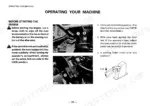 b105e0b2-b-operations-37 Komatsu WA320-1 operator manual page showing pre-start inspection, seat adjustment, and parking brake lever locking procedures.