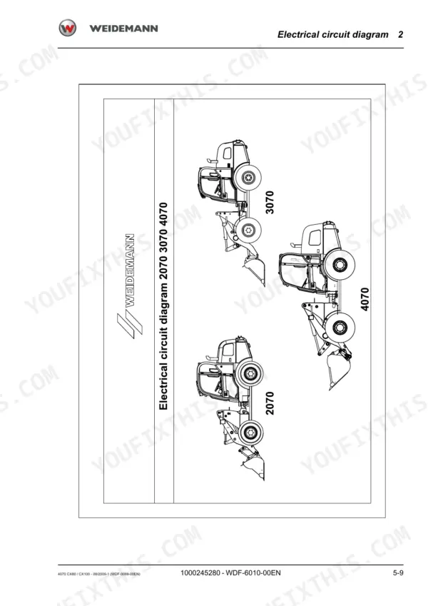 b9cdb062-b-wiring-429 Weidemann 4070 CX80, 4070 CX100 electrical circuit diagram page with loader model illustrations.