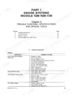 c9feb1e5-b-troubleshooting-49 Ford 1320, 1520, 1720 engine systems troubleshooting table for power, stop, compression, and idling issues.