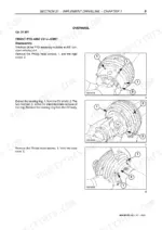 cafef75d-b-procedures-49 New Holland BR740A, BR750A front PTO and CV U-joint disassembly procedure with diagrams for shield and bearing ring removal.