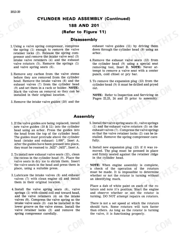 Case 1700, 1737, 1740 Uni-Loader cylinder head assembly disassembly and assembly procedures.
