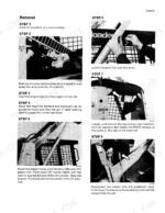 case-1818-uni-loader-service-manual-8-66102-procedures-44.webp Case 1818 service manual page showing procedures for removing the ROPS canopy, lift cylinder strut, and protection bar cables.