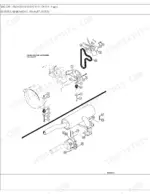 case-1840-skid-steer-loader-parts-catalog-engine-parts-6.webp Case 1840, D125 exploded view of engine mounting and exhaust system components including fan, belt, and muffler.
