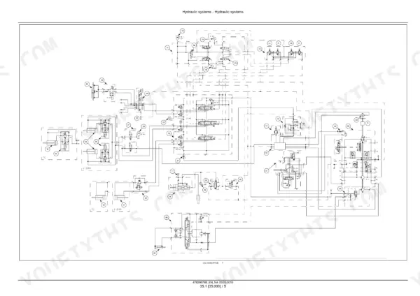 Case 21F and 121F hydraulic schematic frame 01: variable-displacement pump, travel motor, main valve, pilot manifold and cylinders