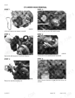 case-4-390-4t-390-4ta-390-diesel-engine-service-manual-7-91612-procedures-38.webp Case 4-390, 4T-390, 4TA-390 cylinder head removal steps showing fan belt, tensioner, fan hub, and alternator removal procedures.