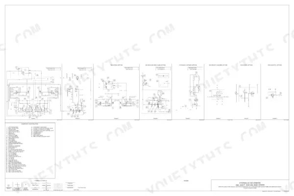 Case 450, 465, 450CT hydraulic schematic showing component identification, two speed, EH valve, coupler, and ride control options.