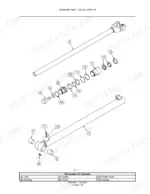 case-450-465-450ct-series-3-repair-manual-lift-cylinder-exploded-view-1143.webp Case 450, 465, 450CT exploded view diagram of the single arm lift cylinder showing piston, gland, seals, and tube components.