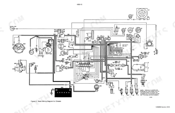 Case 480D, 480LL basic chassis wiring diagram showing electrical components, connectors, and numbered wire routing paths.