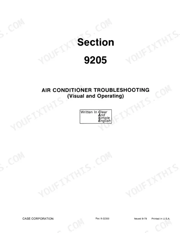 case-4890-tractor-service-manual-accessories-1400.webp Case 4890 Service Manual — Section 9205 Air Conditioner Troubleshooting title page